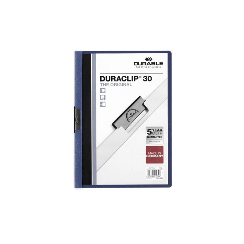 Dosier con clip Durable Duraclip - PVC - A4 - 30 hojas - Color azul Dosier con clip Durable Duraclip - PVC - A4 - 30 hojas - Color azul