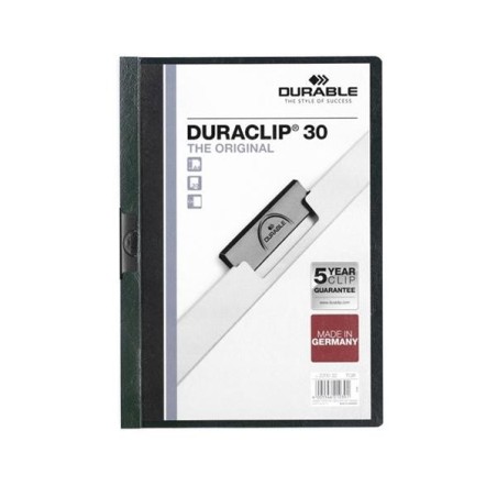 Dosier con clip Durable Duraclip - PVC - A4 - 30 hojas - Color verde