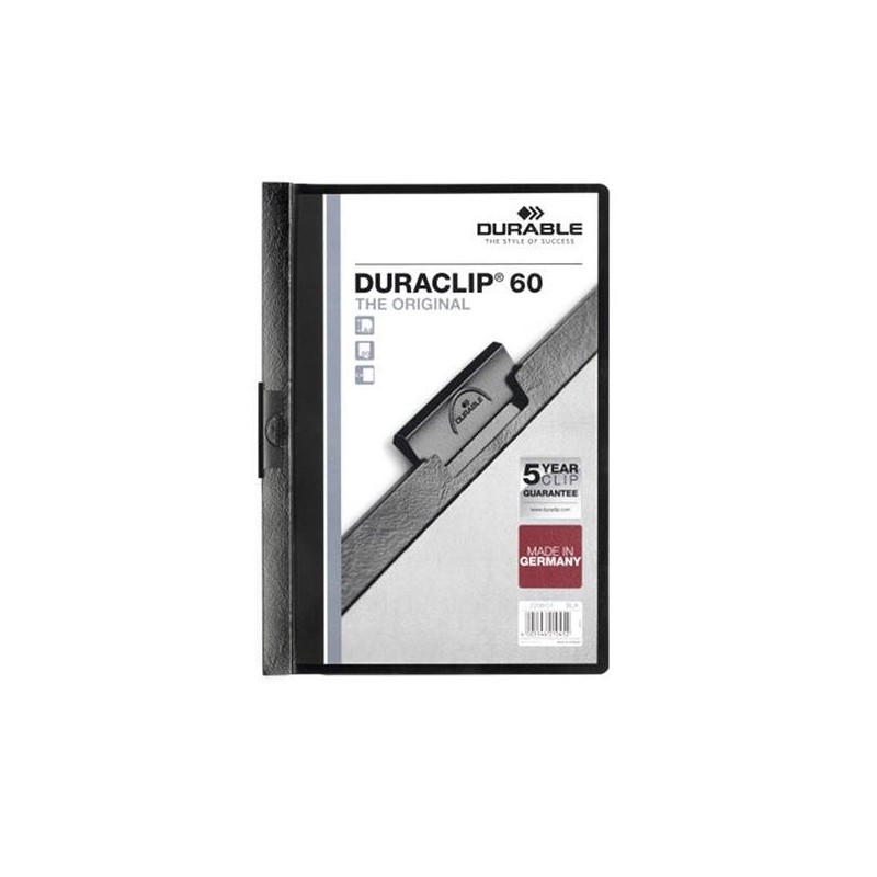 Dosier con clip Durable Duraclip - PVC - A4 - 60 hojas - Color negro