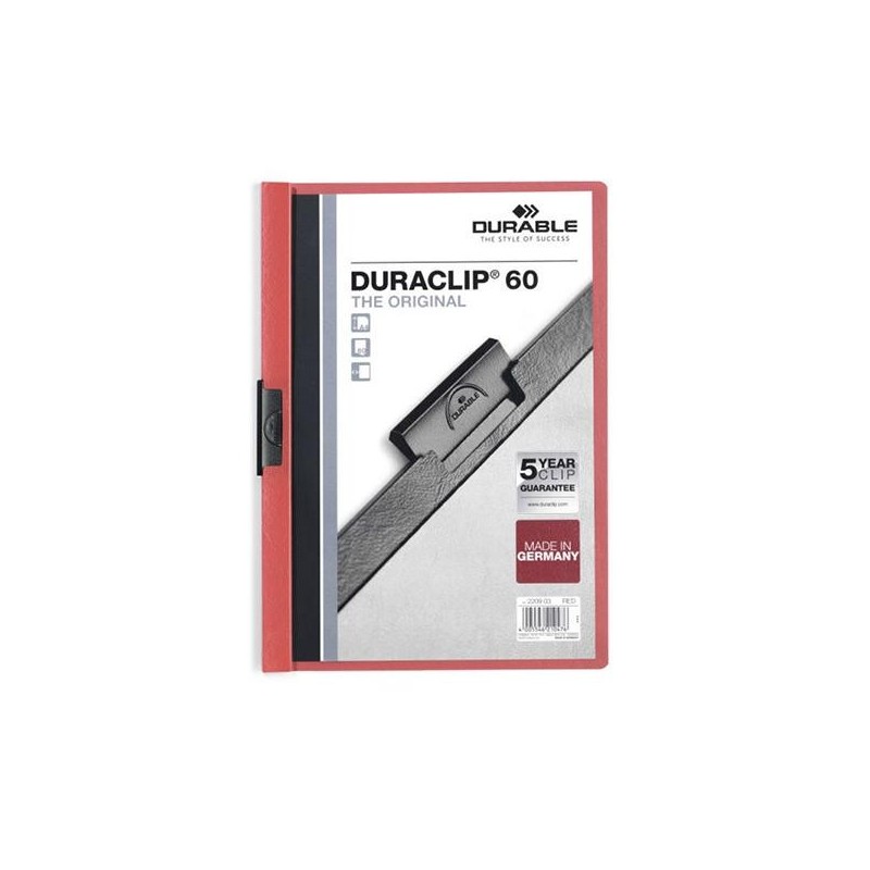 Dosier con clip Durable Duraclip - PVC - A4 - 60 hojas - Color rojo Dosier con clip Durable Duraclip - PVC - A4 - 60 hojas - Color rojo