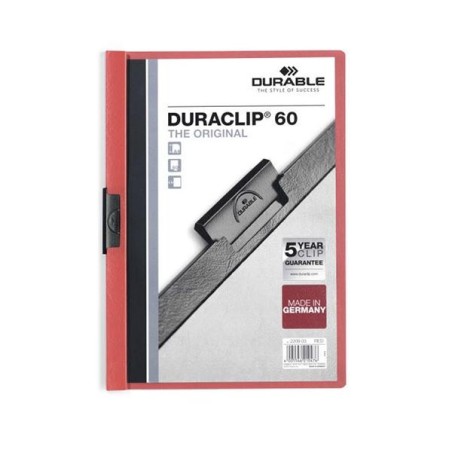 Dosier con clip Durable Duraclip - PVC - A4 - 60 hojas - Color rojo