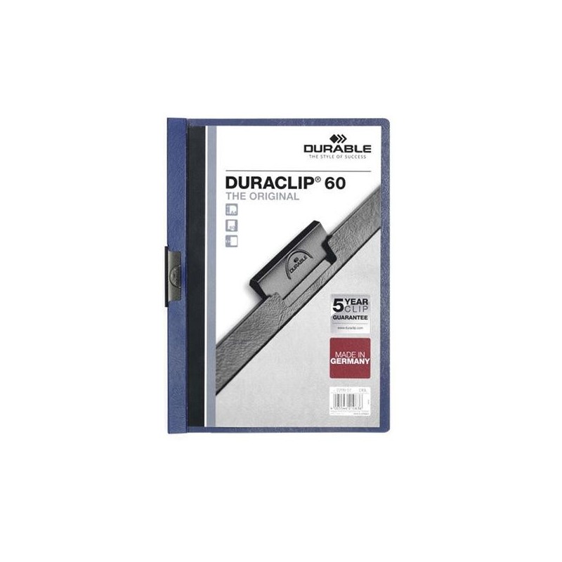 Dosier con clip Durable Duraclip - PVC - A4 - 60 hojas - Color azul
