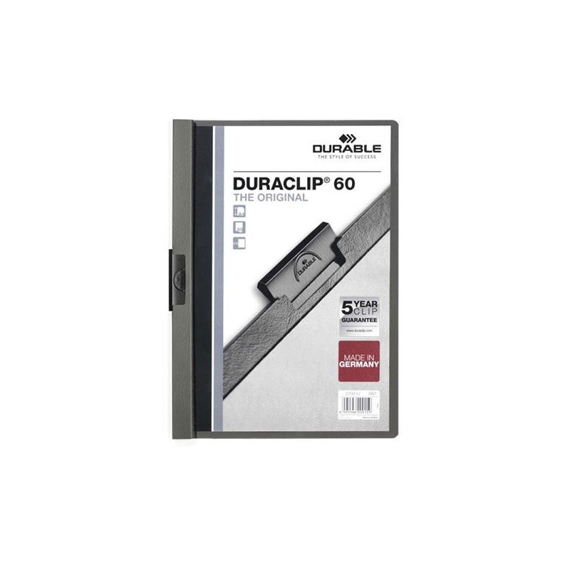 Dosier con clip Durable Duraclip - PVC - A4 - 60 hojas - Color gris Dosier con clip Durable Duraclip - PVC - A4 - 60 hojas - Color gris