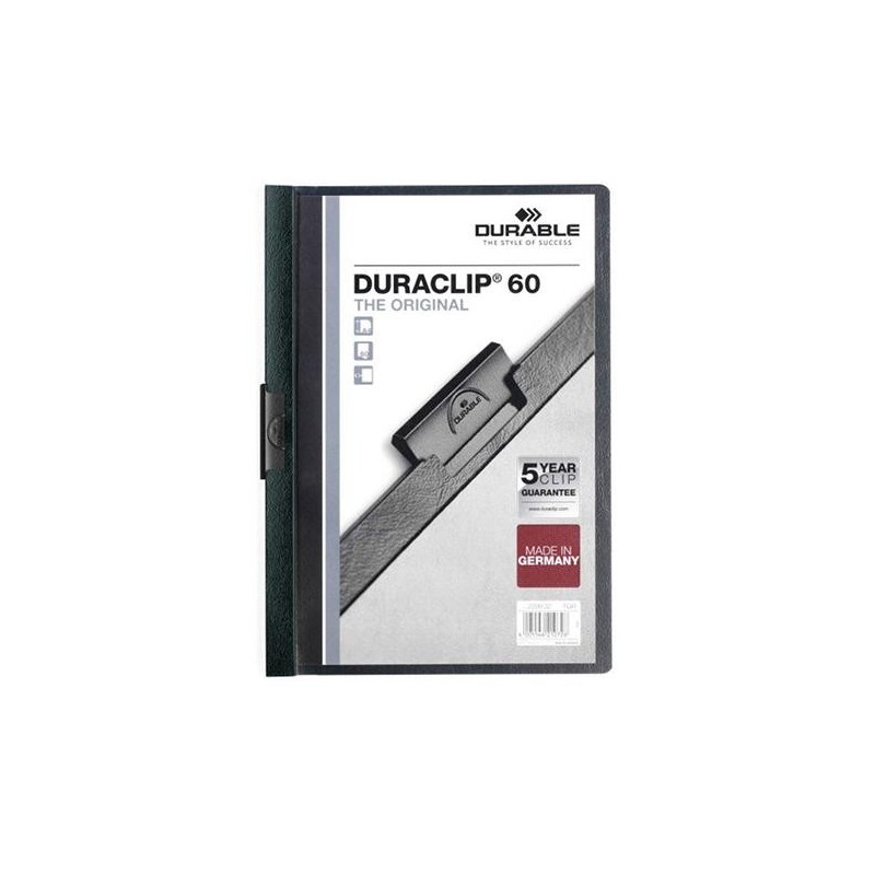 Dosier con clip Durable Duraclip - PVC - A4 - 60 hojas - Color verde Dosier con clip Durable Duraclip - PVC - A4 - 60 hojas - Color verde