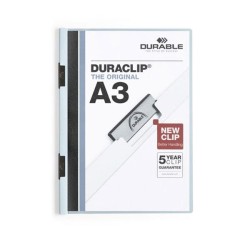 Dosier con clip Durable Duraclip - PVC - A3 - 60 hojas - Color azul