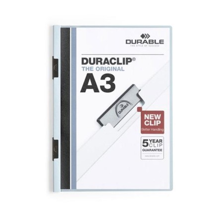 Dosier con clip Durable Duraclip - PVC - A3 - 60 hojas - Color azul