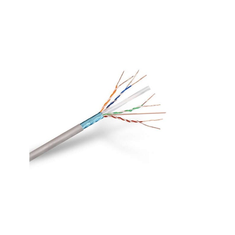 Aisens Cable de Red RJ45 Cat.6 FTP Rigido AWG24 - Bobina de 100m 100% Cobre para la Instalacion - Color Gris