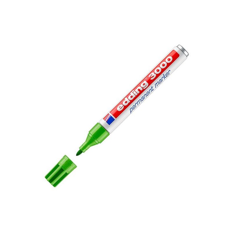 Marcador permanente Edding 3000 - Punta cónica - Trazo 1,5 mm - 3 mm - Color verde Marcador permanente Edding 3000 - Punta cónica - Trazo 1,5 mm - 3 mm - Color verde