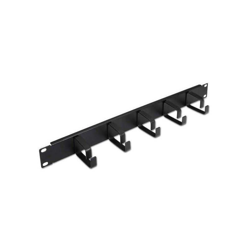 Aisens Organizador de Cables Metalico con 5 anillos - 19" 1U - Color Negro