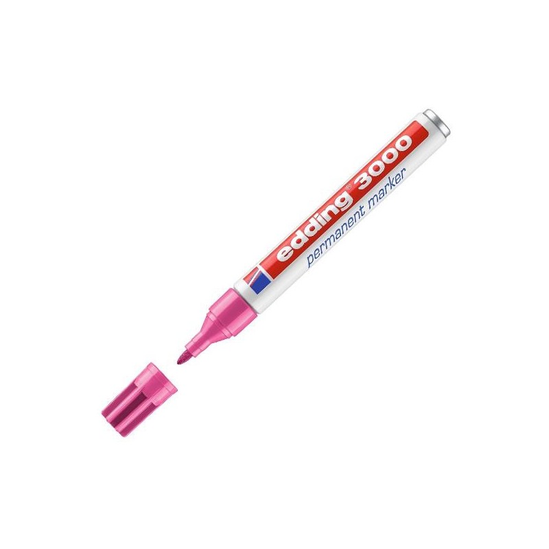 Marcador permanente Edding 3000 - Punta cónica - Trazo 1,5 mm - 3 mm - Color rosa Marcador permanente Edding 3000 - Punta cónica - Trazo 1,5 mm - 3 mm - Color rosa