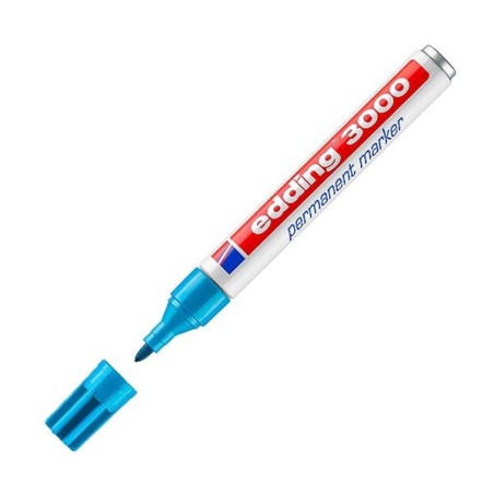 Marcador permanente Edding 3000 - Punta cónica - Trazo 1,5 mm - 3 mm - Color azul claro