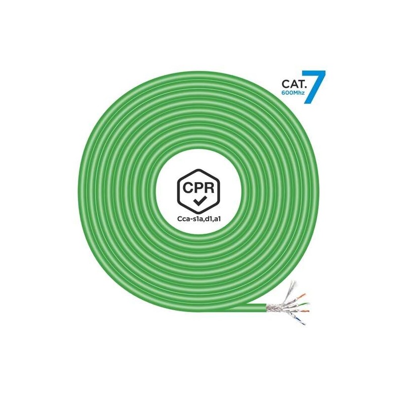 Aisens Cable de Red RJ45 LSZH CPR Cca CAT.7 600 MHZ S/FTP AWG23 - 500M - Color Verde