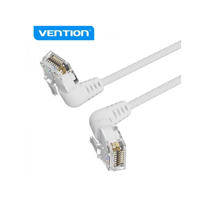 Vention Cable de Red UTP RJ45 Slim Cat.6A Cabeza Rotatoria Angulo 360 Recto - 1.5m - Color Blanco