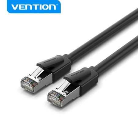 Vention Cable Ethernet Cat8 2m 40Gbps - 2000MHz - Baja Latencia - Conectores Niquelados - Blindaje Doble - Color Negro