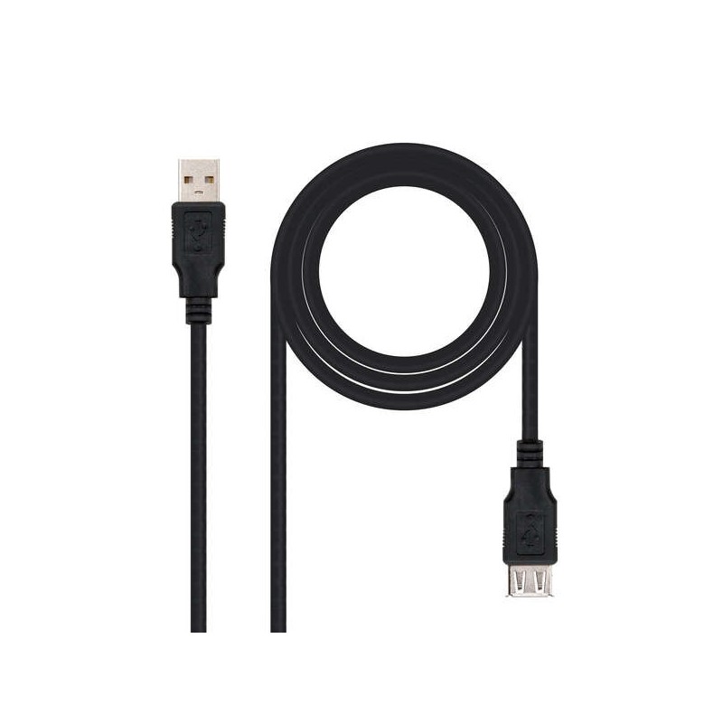 Nanocable Cable Prolongador USB-A 2.0 Macho a USB-A Hembra 1m