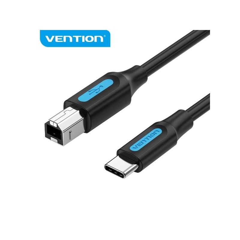 Vention CQUBF Cable USB 2.0 Tipo C a Tipo B - Transferencia 480 Mbps - 2A - Color Negro