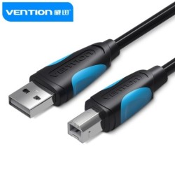 Vention Cable USB 2.0 Impresoras - Transmision 480 Mbps - Recubrimiento Aluminio y Trenza Metalica  - AWG 24+28 - Color Negro