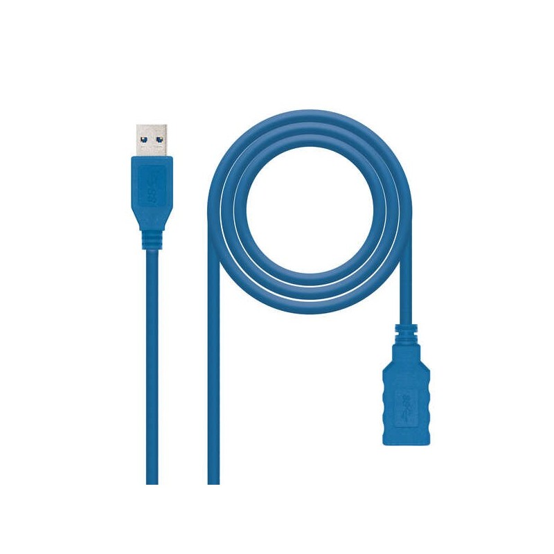 Nanocable Cable USB-A 3.0 Macho a USB-A Hembra 1m - Color Azul