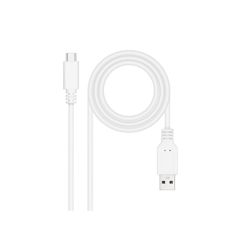Nanocable Cable 2.0 3A USB-C Macho a USB-A Macho - Longitud 1m - Color Blanco