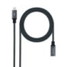 Nanocable Cable Prolongador USB-C 3.2 Macho a USB-C 3.2 Hembra Gen2x2 20Gbp 100W 5A 4K 60Hz  0.5 Metros Mallado Color Negro