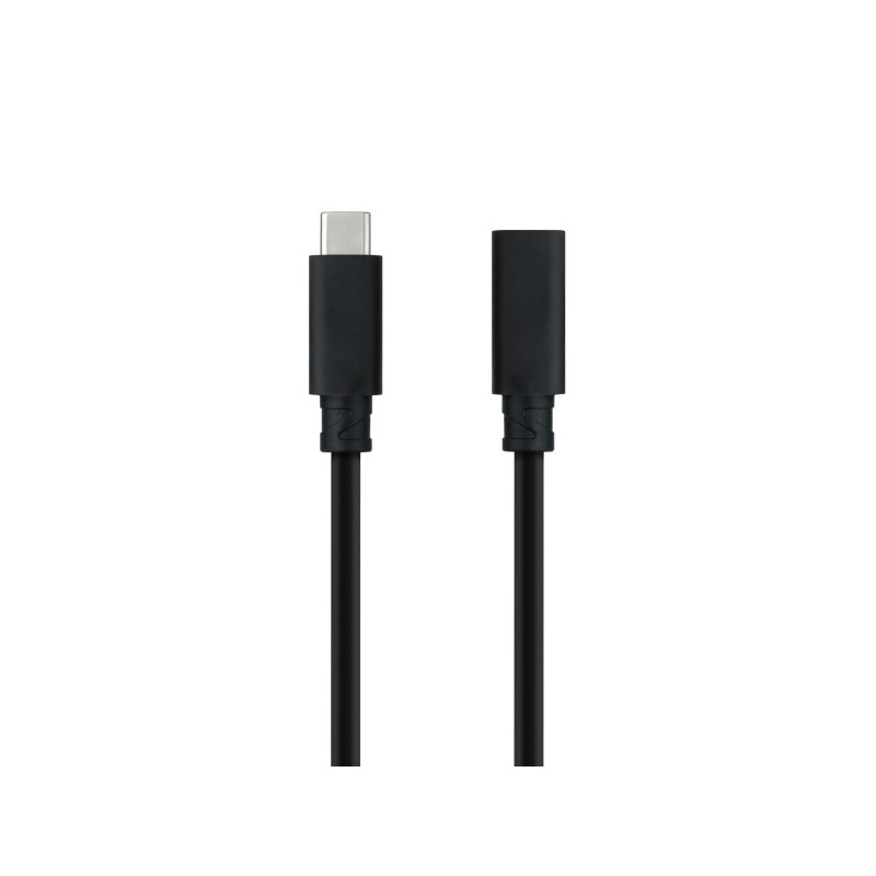 Nanocable Cable Prolongador USB-C 3.2 Macho a USB-C 3.2 Hembra - Gen2x2 20Gbp - 100W 5A - 4K 60Hz - 1.5 Metros - Color Negro