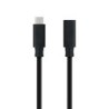 Nanocable Cable Prolongador USB-C 3.2 Macho a USB-C 3.2 Hembra - Gen2x2 20Gbp - 100W 5A - 4K 60Hz - 1.5 Metros - Color Negro