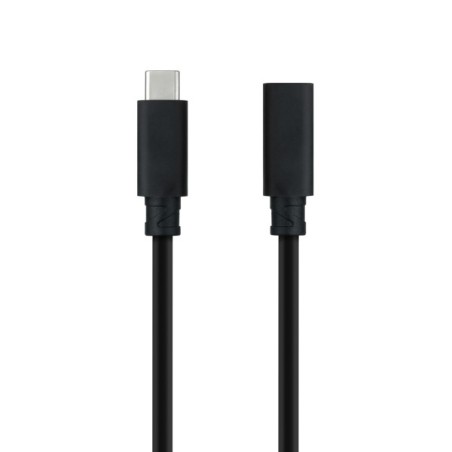 Nanocable Cable Prolongador USB-C 3.2 Macho a USB-C 3.2 Hembra Gen2x2 20Gbp 100W 5A 4K 60Hz 1.5 Metros Mallado Color Negro