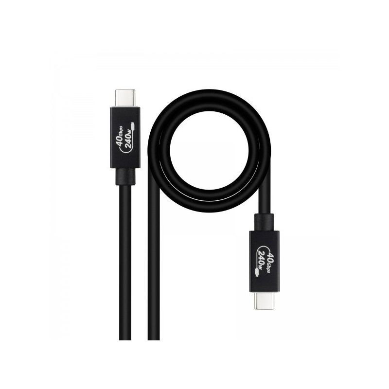 Nanocable Cable USB 4 Gen 3x2 40Gbps 5A/240W - USB-C/M-USB-C/M - 1.8 m - Color Negro