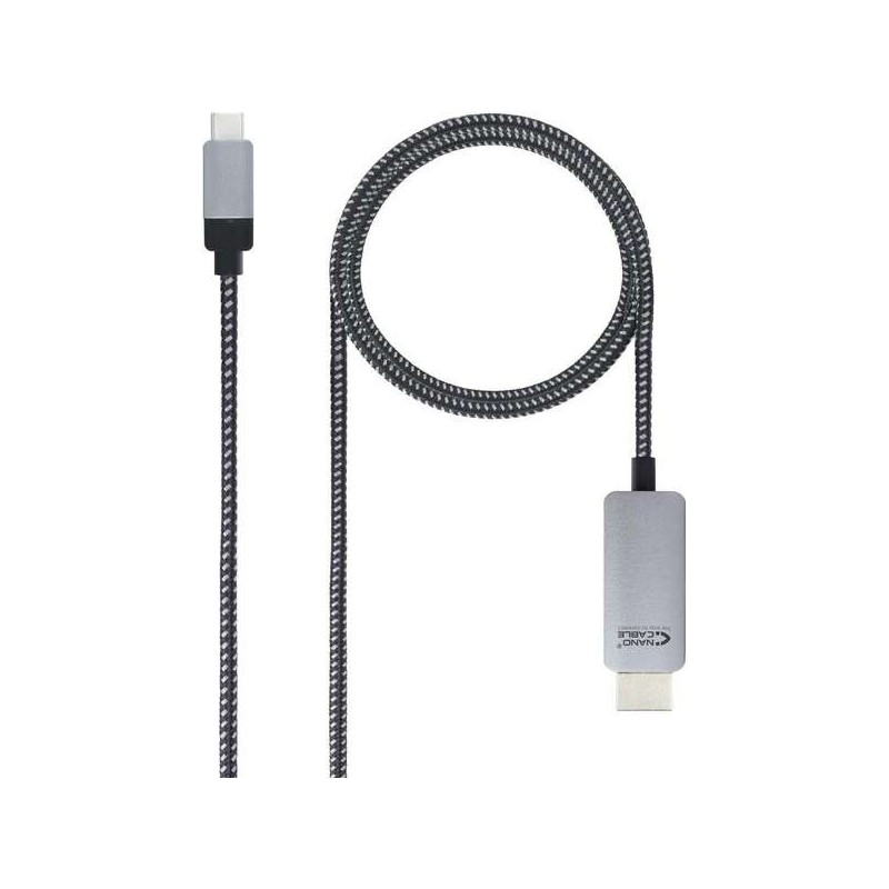 Nanocable Cable Conversor USB-C Macho a HDMI Macho 3m - Color Negro/Plata