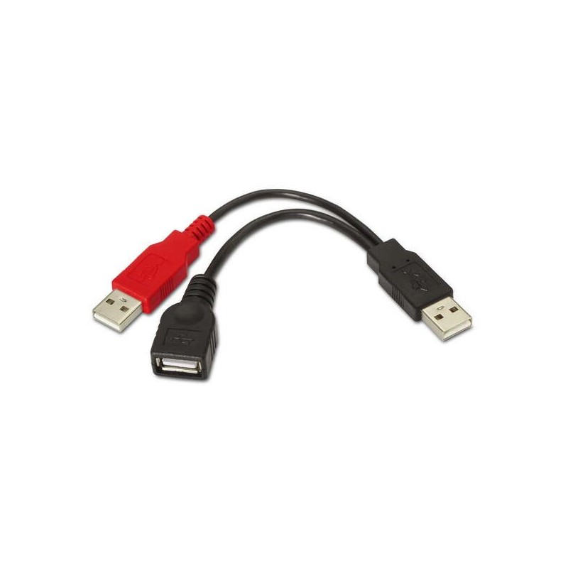 Aisens Cable USB 2.0+Alimentacion - Tipo A/M+A Alimentacion/M-A Hembra - 15cm - Color Negro