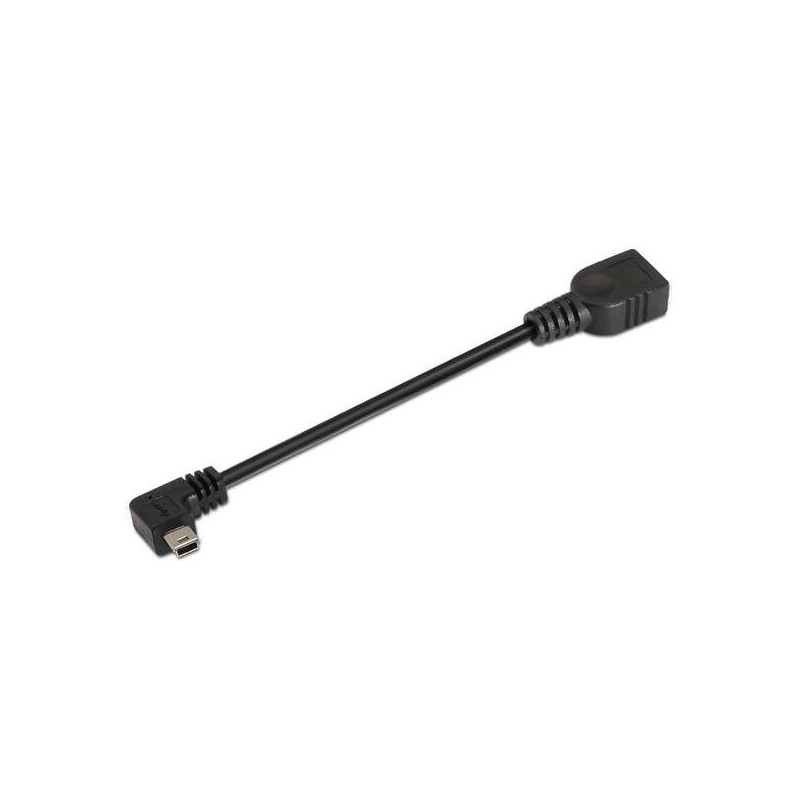 Aisens Cable USB 2.0 OTG Acodado - Tipo Mini B Macho-A Hembra - 15cm - Color Negro