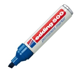 Marcador permanente Edding 500 - Punta biselada - Trazo 2 mm - 7 mm - Color azul