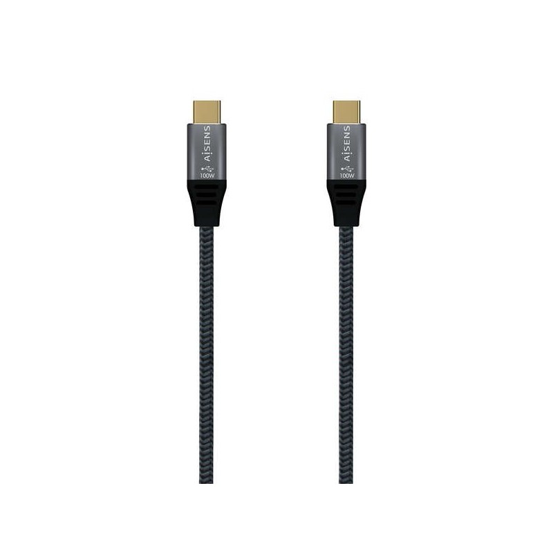 Aisens Cable USB 2.0 Aluminio 5A 100W E-MARK - USB-C/M-USB-C/M - 1.0M - Color Gris
