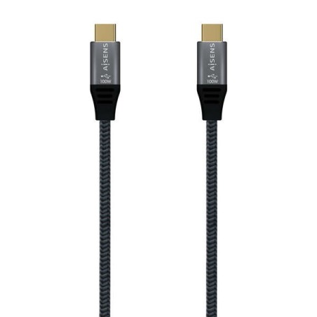 Aisens Cable USB 2.0 Aluminio 5A 100W E-MARK - USB-C/M-USB-C/M - 2.0M - Color Gris