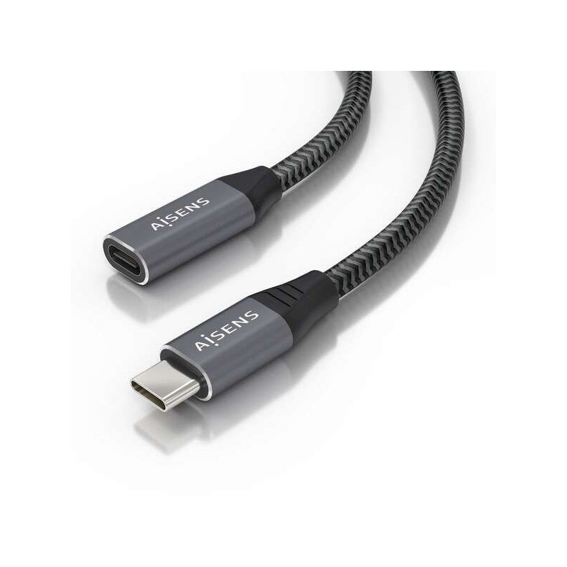 Aisens Cable USB 3.2 GEN2x2 Aluminio 20Gbps 8K@30Hz 5A 100W - Tipo USB-C/M-USB-C/H - 2.0m - Color Gris