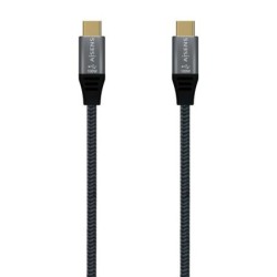 Aisens Cable USB 3.2 Gen2x2 Aluminio 20Gbps 8K@30Hz 5A 100W E-Mark, Tipo USB-C/M-USB-C/M - 0.6m - Color Gris