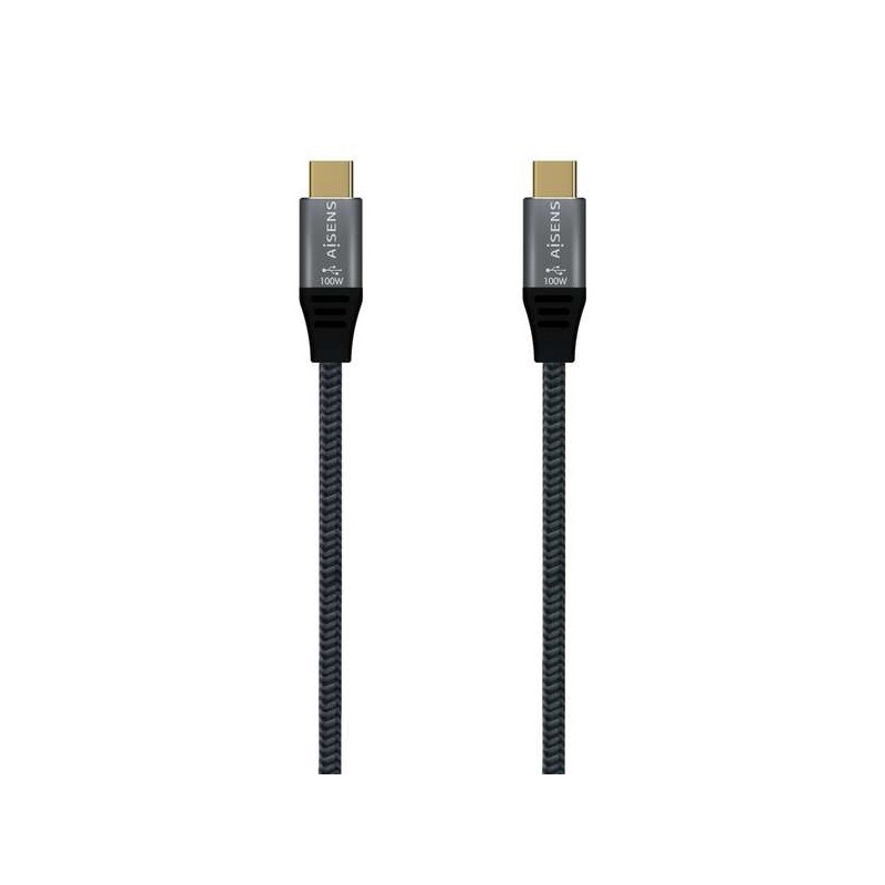Aisens Cable USB 3.2 Gen2x2 Aluminio 20Gbps 8K@30Hz 5A 100W E-Mark, Tipo USB-C/M-USB-C/M - 0.6m - Color Gris