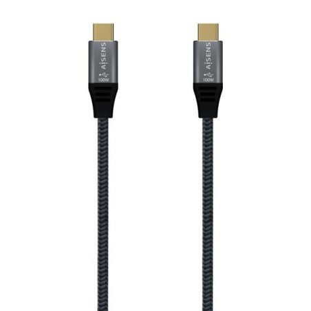 Aisens Cable USB 3.2 Gen2x2 Aluminio 20Gbps 8K@30Hz 5A 100W E-Mark, Tipo USB-C/M-USB-C/M - 0.6m - Color Gris