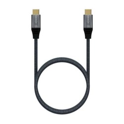 Aisens Cable USB 3.2 Gen2x2 Aluminio 20Gbps 8K@30Hz 5A 100W E-Mark, Tipo USB-C/M-USB-C/M - 1.0m - Color Gris