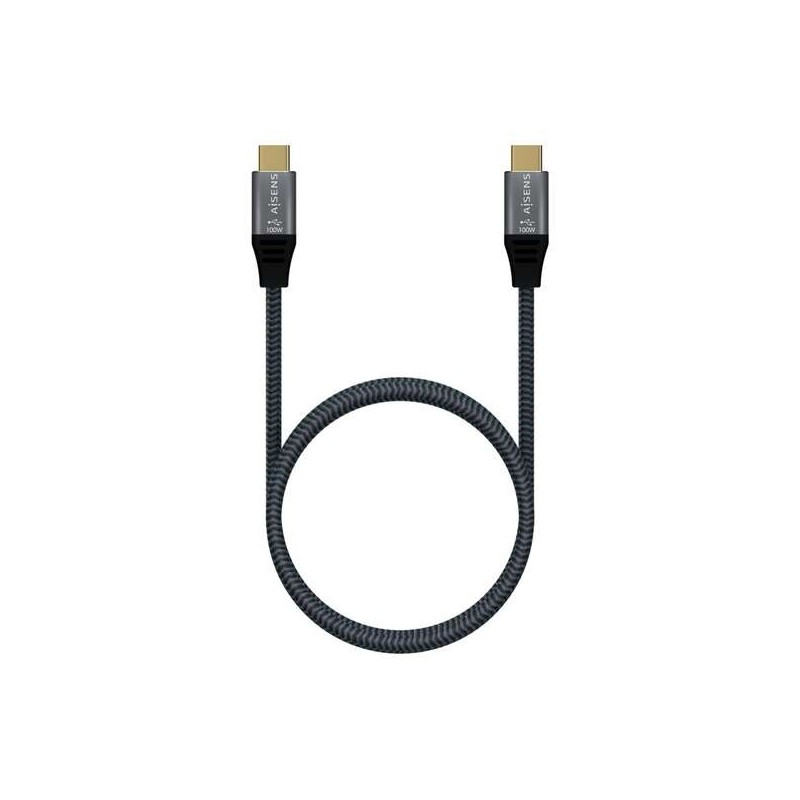 Aisens Cable USB 3.2 Gen2x2 Aluminio 20Gbps 8K@30Hz 5A 100W E-Mark, Tipo USB-C/M-USB-C/M - 1.0m - Color Gris