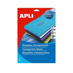 Etiquetas poliéster transparente Apli - Permanentes - 48,5 x 25,4 mm - Láser, fotocopiadora - Pack 880 etiquetas