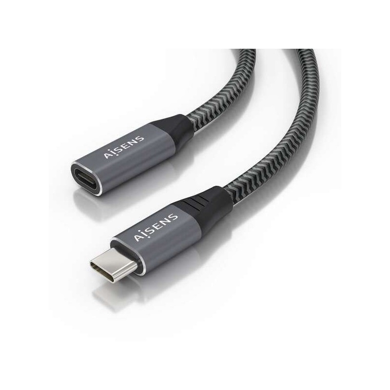 Aisens Cable USB 3.2 GEN2x2 Aluminio 20Gbps 8K@30Hz 5A 100W - Tipo USB-C/M-USB-C/H - 1.5m - Color Gris