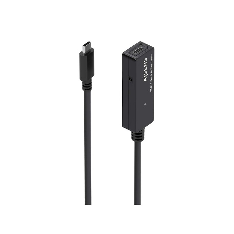 Aisens Cable USB 3.2 Gen1x1 Prolongador con Amplificador - USB-C/M-USB-C/H - 10m - Color Negro