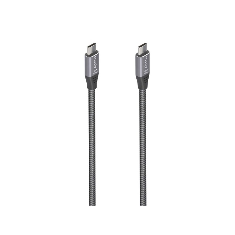 Aisens Cable USB 3.2 Gen2x2 Aluminio 20Gbps 8K@30Hz 5A 100W E-Mark - Tipo USB-C/M-USB-C/M - 3.0m - Color Gris