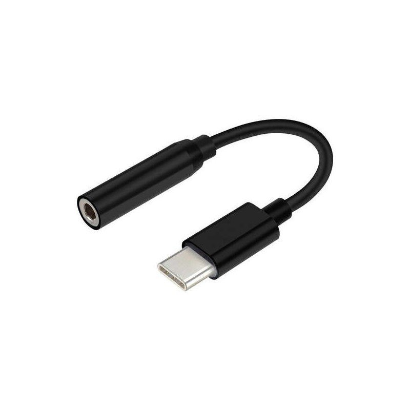 Aisens Conversor USB-C a Audio - Frecuencia de Muestreo 384KHz 32Bit - USB-C/M-JACK 3.5/H - 15cm - Color Negro