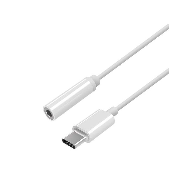 Aisens Conversor USB-C a Audio Estilo Apple - USB-C/M-JACK 3.5/H - 15cm - Color Blanco