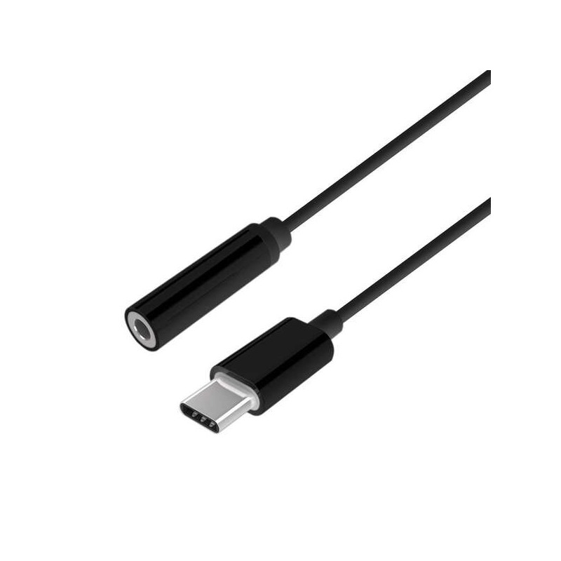 Aisens Conversor USB-C a Audio Estilo Apple - USB-C/M-JACK 3.5/H - 15cm - Color Negro