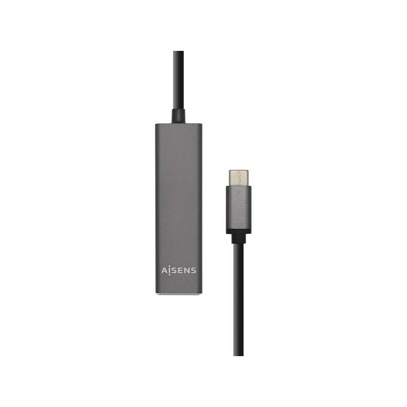 Aisens HUB USB 3.1 USB-C - USB-C Macho a 4xTipo A Hembra - 15cm - Color Gris