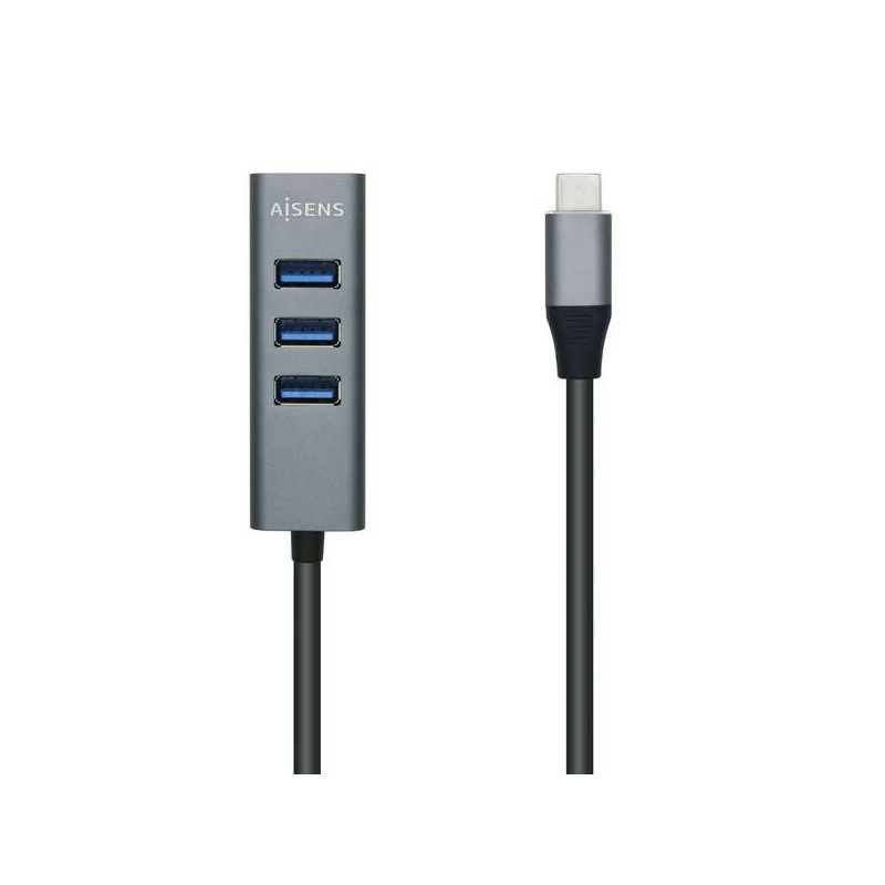 Aisens Hub USB 3.1 USB-C - USB-C Macho a 4xTipo A Hembra - 10cm - Color Gris