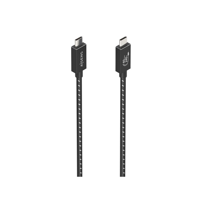 Aisens Cable USB4 Gen3x2 Aluminio 40Gbps 8K@60Hz 5A 48V 240W E-Mark - Tipo USB-C/M-USB-C/M - 0.5M - Color Negro